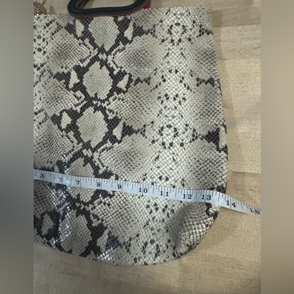 Clare V Snakeskin Patterned Tote Bag fold over clutch purse - Picture 15 of 16